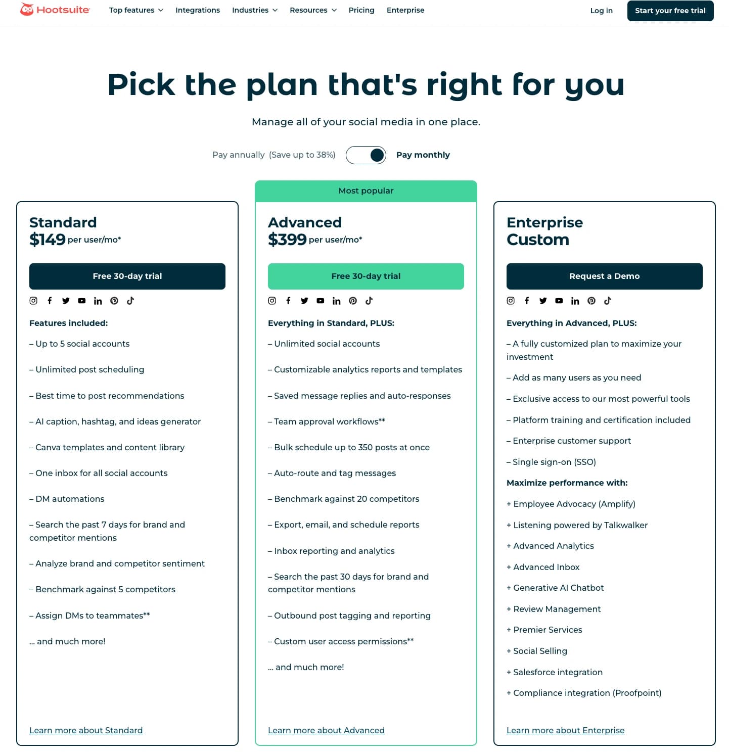 hootsuite-pricing-page