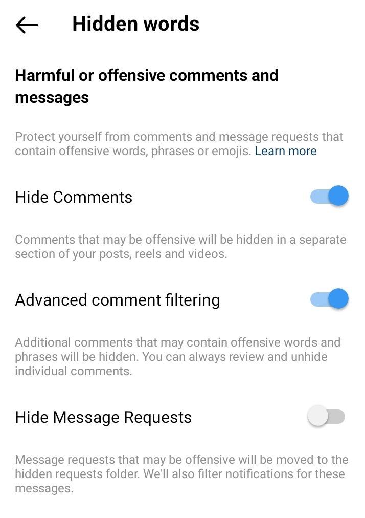 Advanced comment filtering