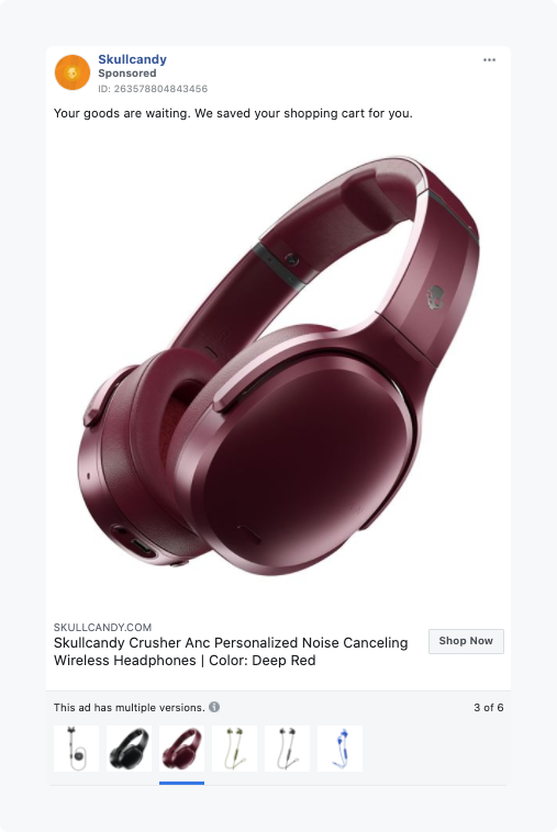 Skullcandy Facebook Dynamic Ads