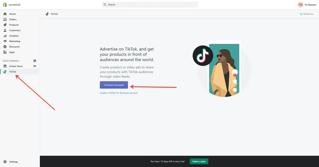 Link your shop to your TikTok account