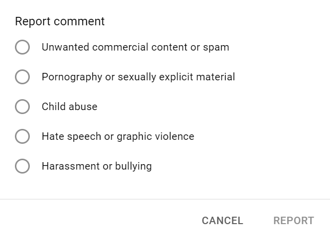 How To Report A YouTube Comment