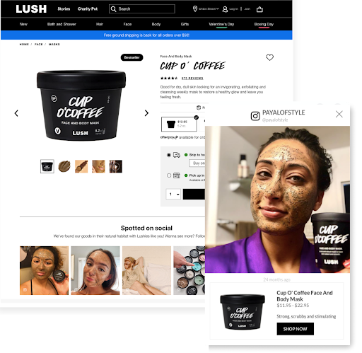 Shoppable UGC Lush